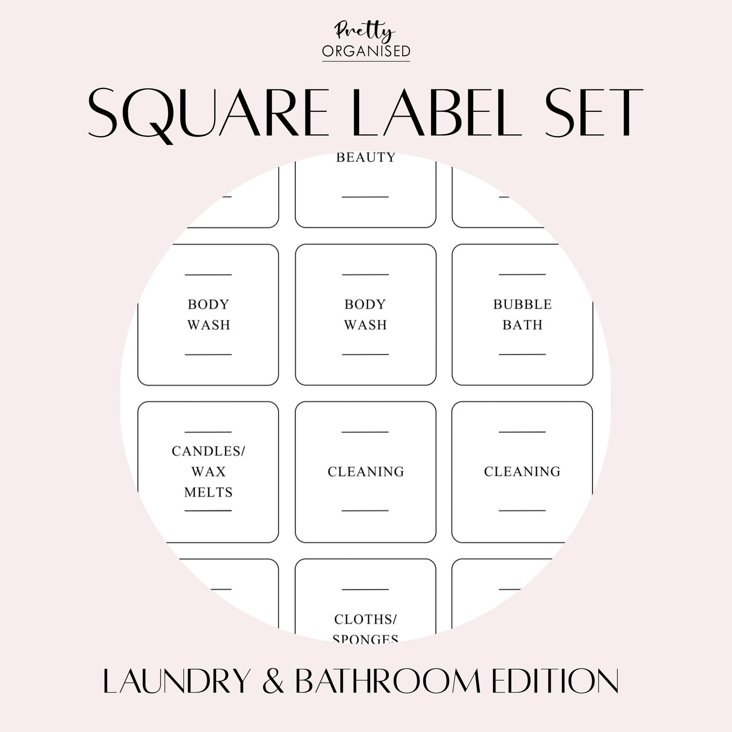 Square Label Set | Laundry & Bathroom Edition