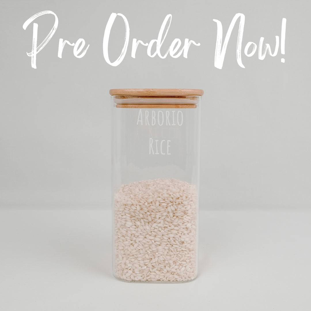 1500ml square glass container with bamboo lid, perfect for pantry organisation and storage in NZ homes.