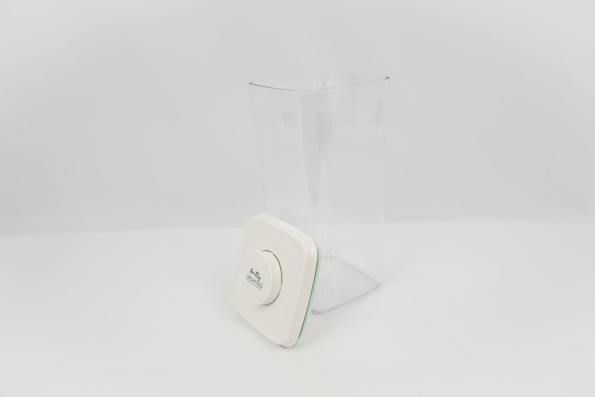 Plastic push-tight airtight container, perfect for pantry organisation, kitchen storage, and decluttering services NZ.