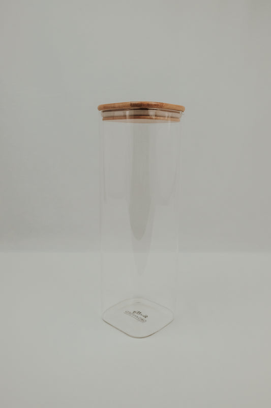 2500ml square glass container with bamboo lid, ideal for pantry organisation, kitchen storage NZ.