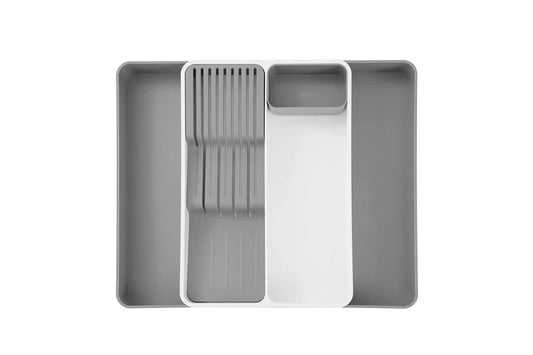 Knife and utensil organiser for drawers, ideal for kitchen storage and home organisation services in NZ homes.