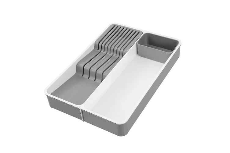 Knife and utensil organiser for drawers, ideal for kitchen storage and home organisation services in NZ homes.
