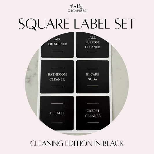 Square Label Set | Cleaning Edition in Black