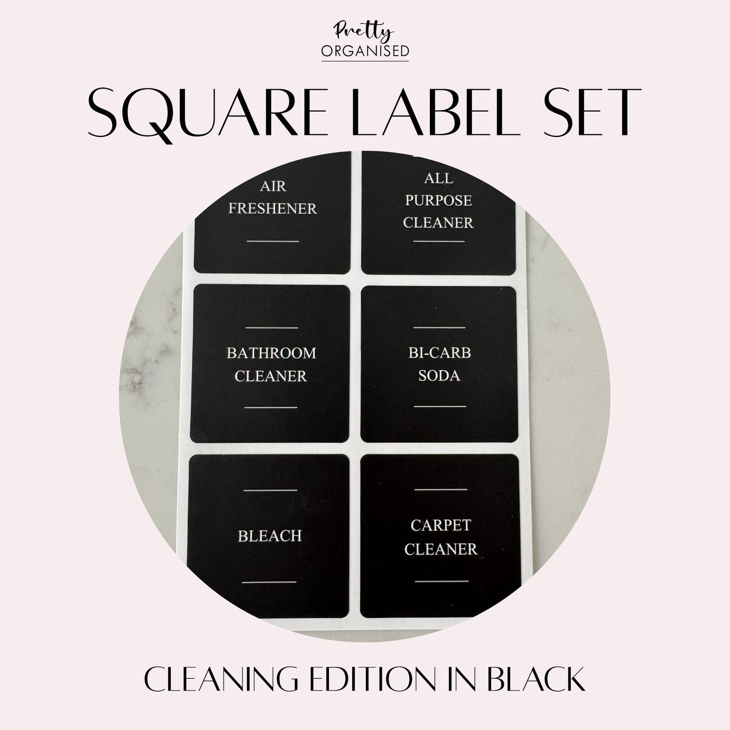 🎁 Square Label Set | Cleaning Edition in Black (100% off)