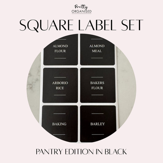 Square Label Set | Pantry Edition in Black