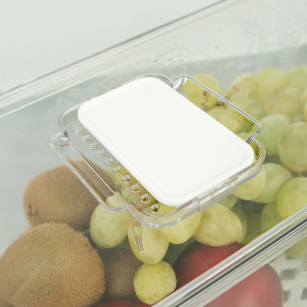 Vented fridge container for fresh food storage, ideal for fridge organisation, kitchen storage, and home organisation services NZ.