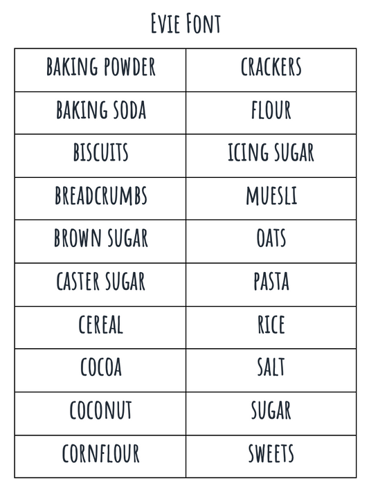 Pantry label set for organised kitchen storage and pantry organisation in NZ homes.