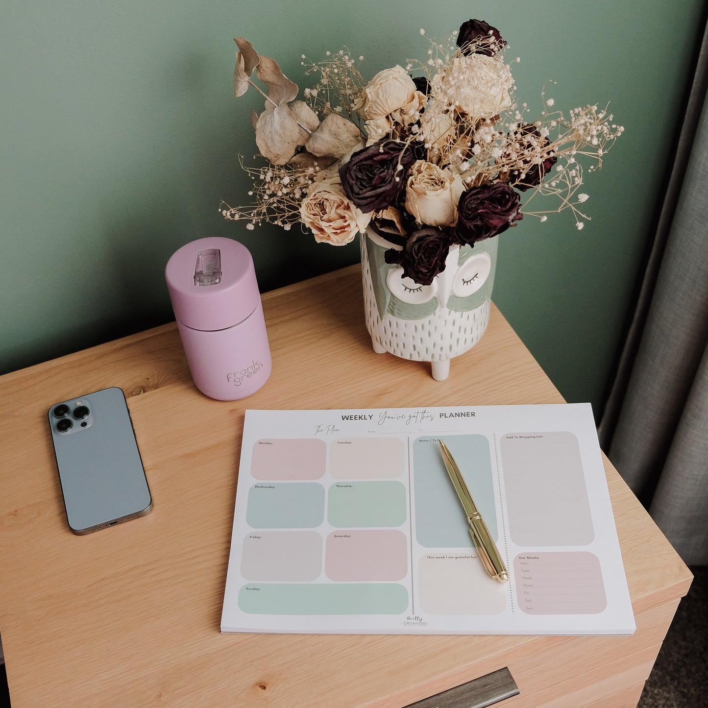 Weekly planner for organising schedules and tasks, ideal for home organisation in NZ homes.