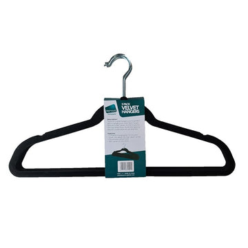 Black velvet coat hangers for wardrobe organisation and home organisation services, keeping NZ closets neat and tidy.
