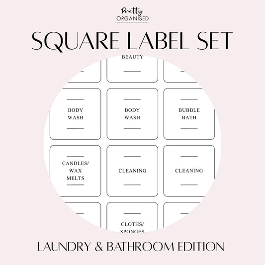 🎁 Square Label Set | Laundry & Bathroom Edition (100% off)