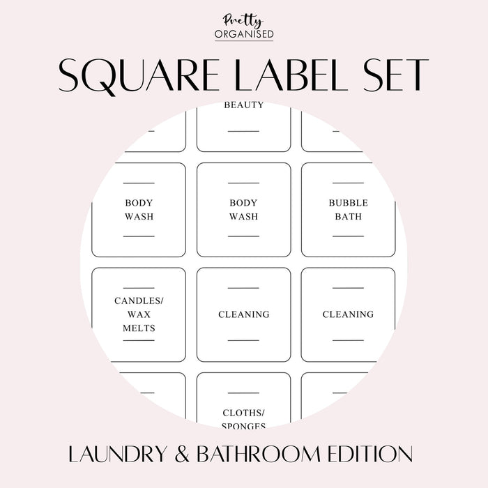 🎁 Square Label Set | Laundry & Bathroom Edition (100% off)