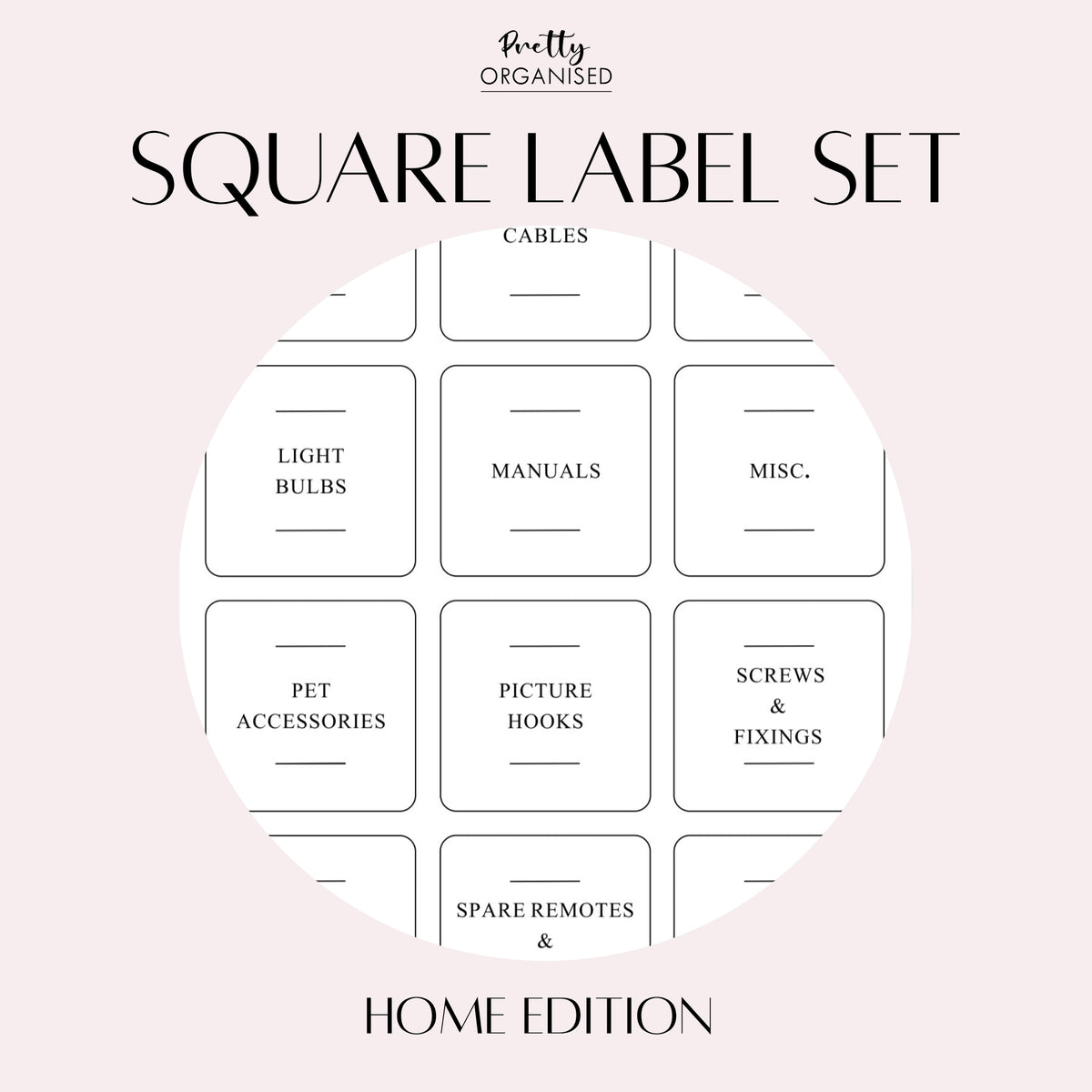 Alexander Square Label Square Label Set | Home Edition – Pretty Organised