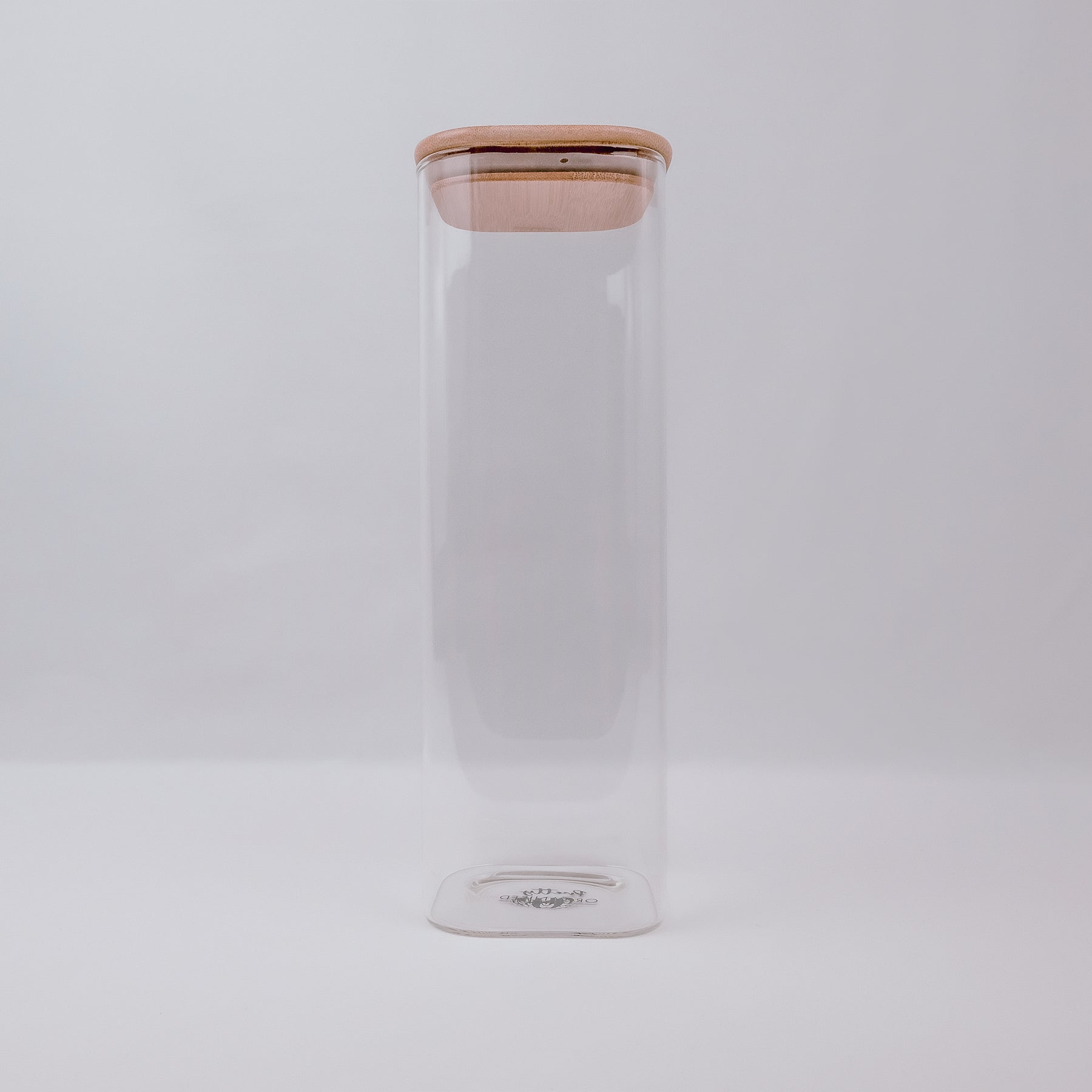 2500ml square glass container with bamboo lid, perfect for pantry and kitchen storage, plus home organisation services NZ.
