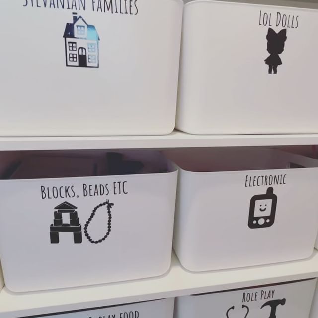 Everything tubs filled with kids’ toys, ideal for home organisation and decluttering solutions in NZ households.
