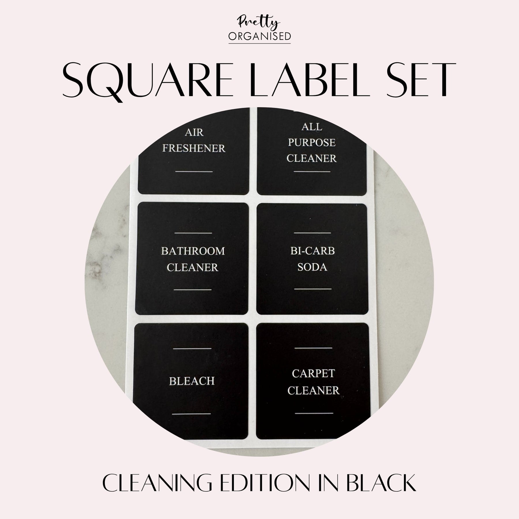 🎁 Square Label Set | Cleaning Edition in Black (100% off)
