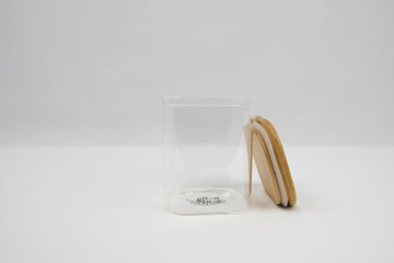 850ml square glass container with bamboo lid, perfect for pantry organisation, kitchen storage containers NZ.