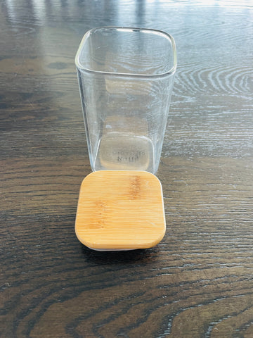 250ml square glass jar with bamboo lid, ideal for spice storage and pantry organisation in NZ.
