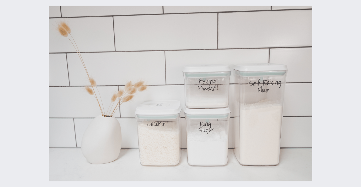 Push-tight plastic airtight containers, perfect for kitchen storage and pantry organisation in NZ homes.

